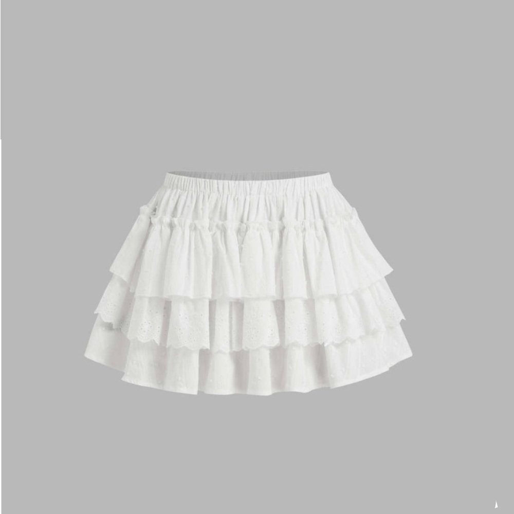 White Tiered Ruffle Skirt